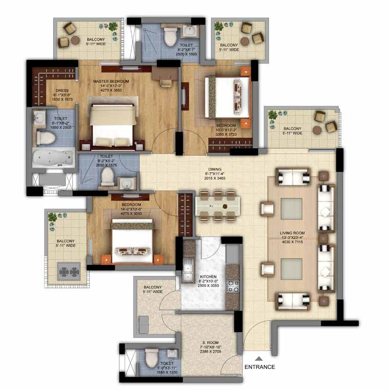 3BHK + S.Room of DLF The Ultima